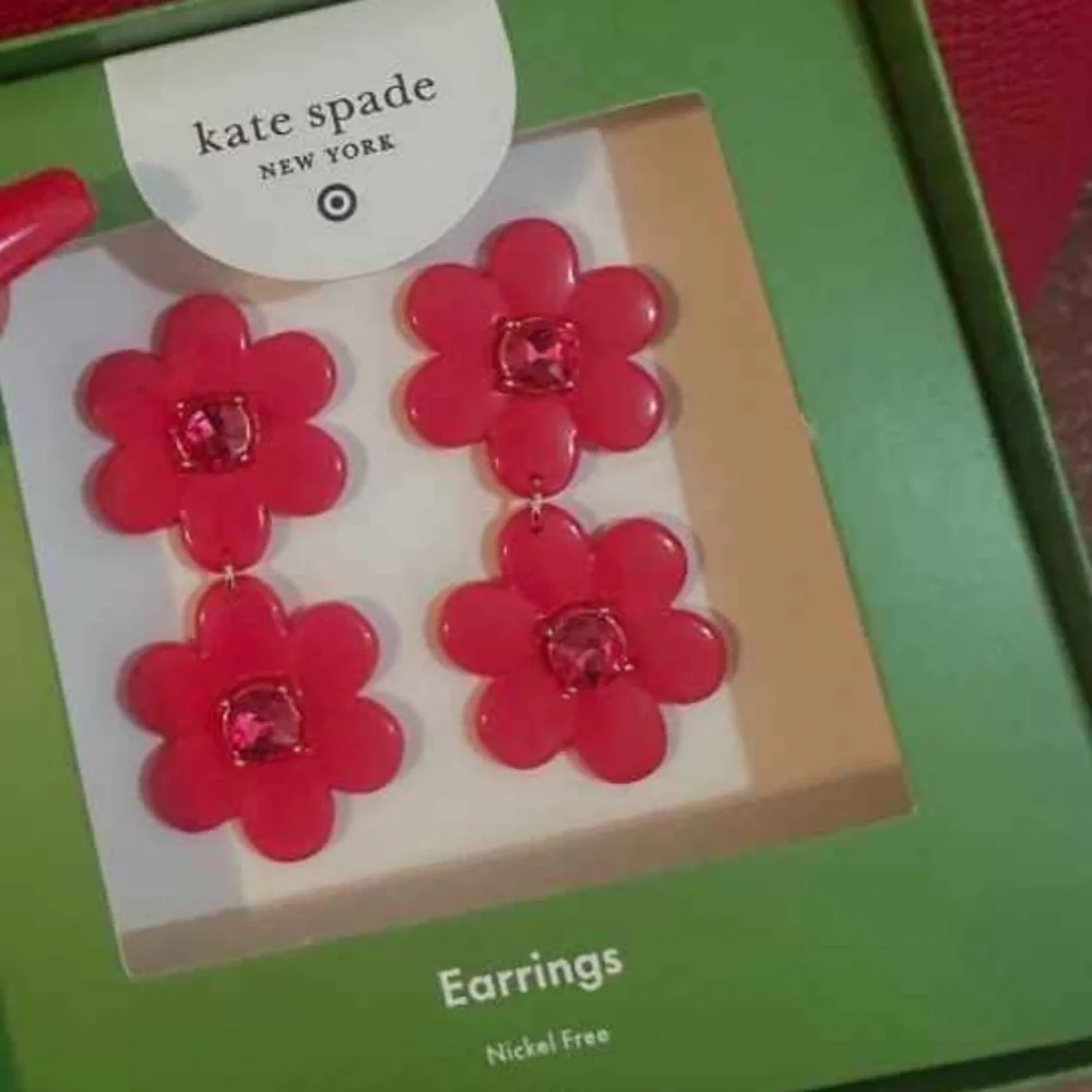 Kate Spade x Target Floral Linear Red Earrings • NIB
